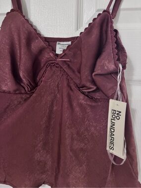 No Boundaries Satin Sleep Cami in Mauve Plum